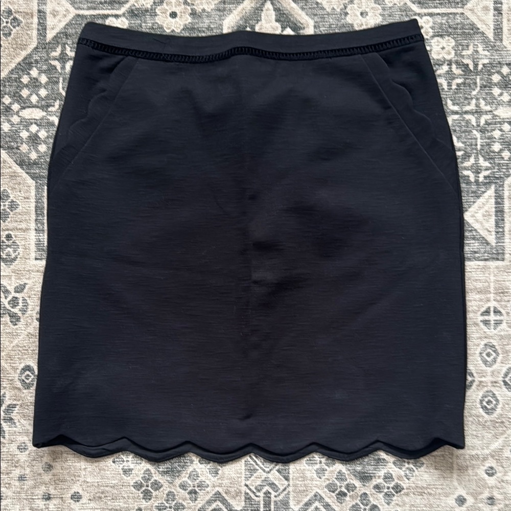 Elegant Black Scalloped Skirt